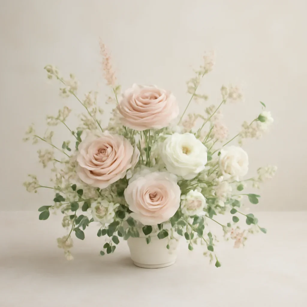 Supporting floral arrangement for faq