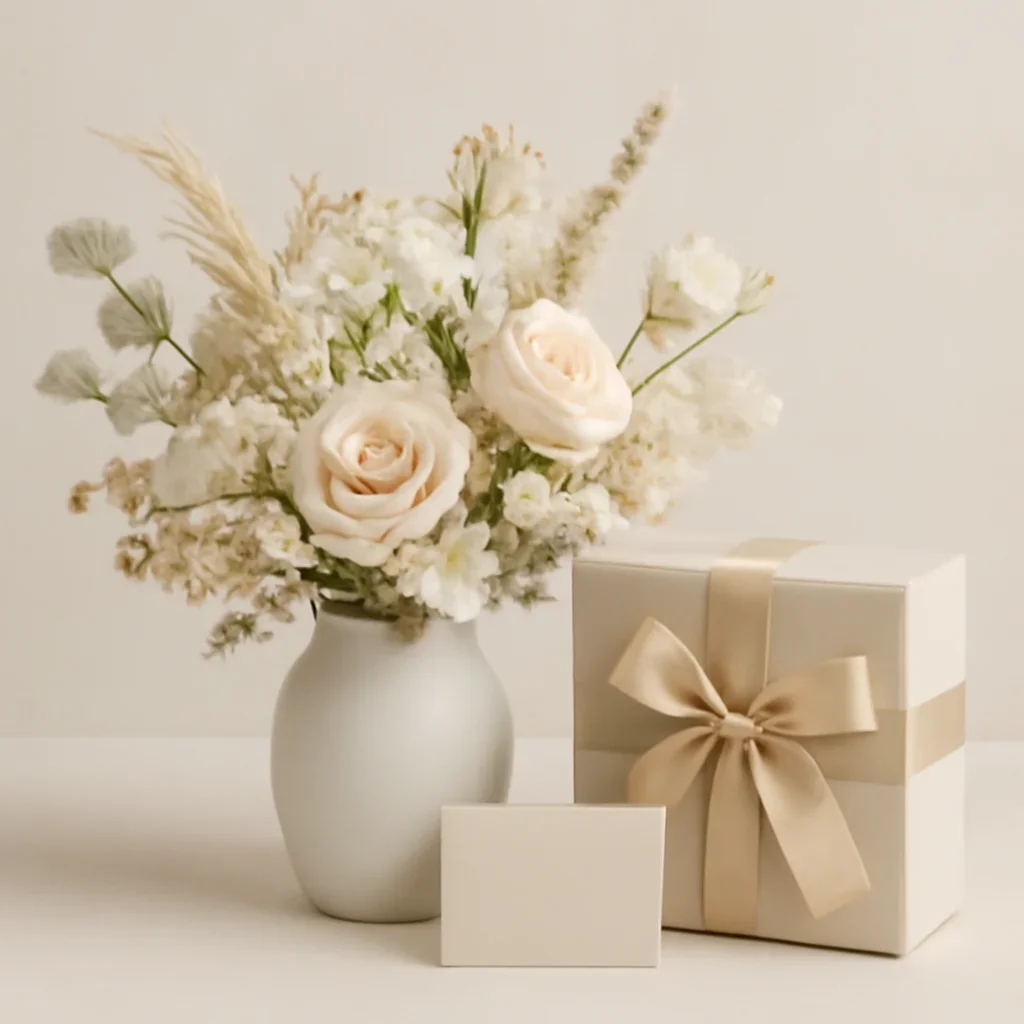 Supporting floral arrangement for corporate gifting