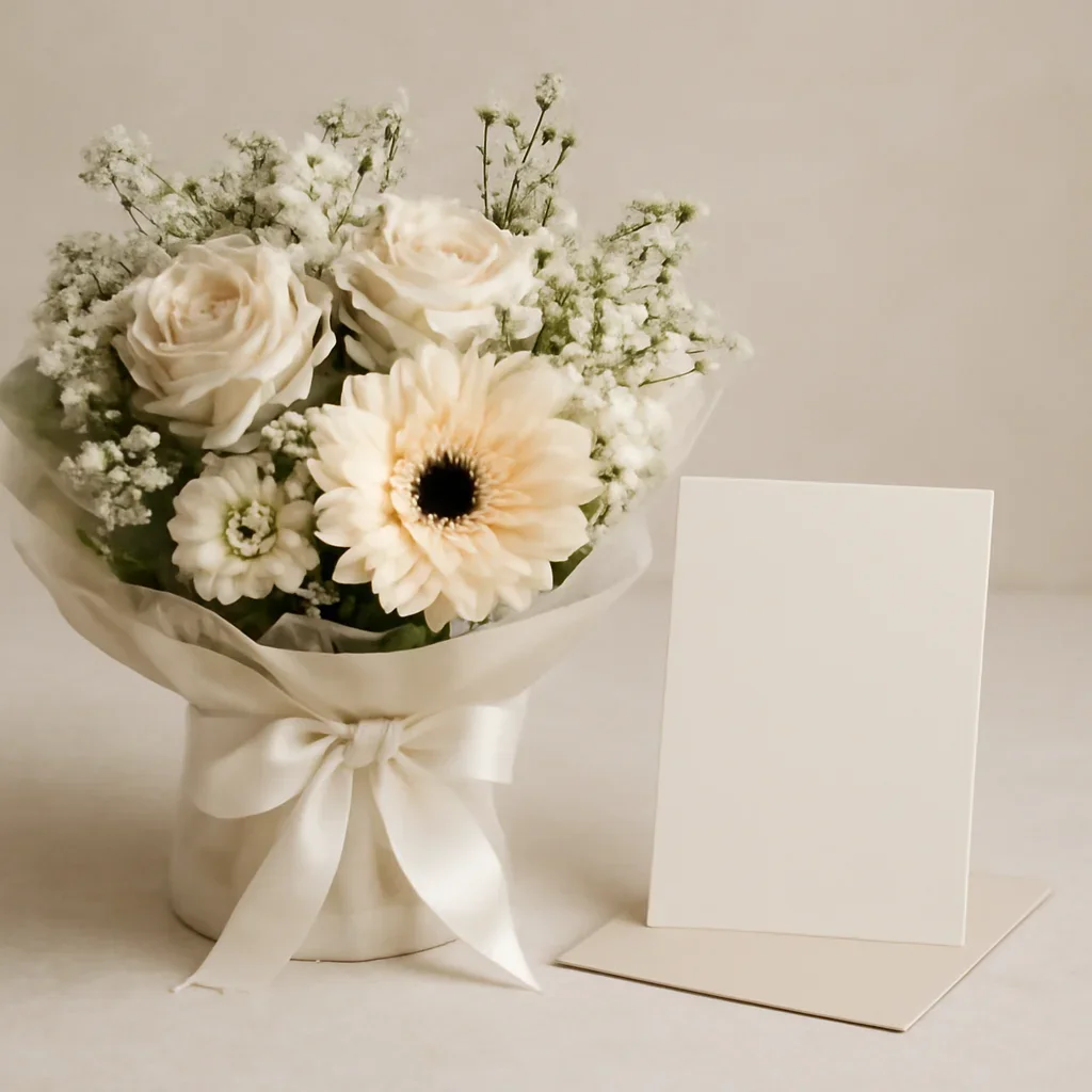 Gift-ready flowers for custom message cards ordering