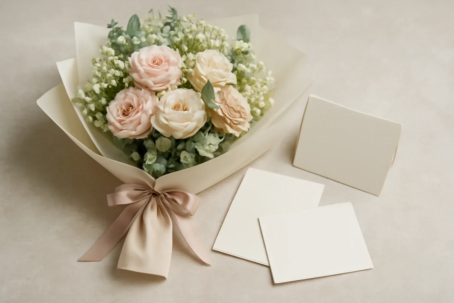 Custom Message Cards bouquet presentation for Fresh Flowers Canada