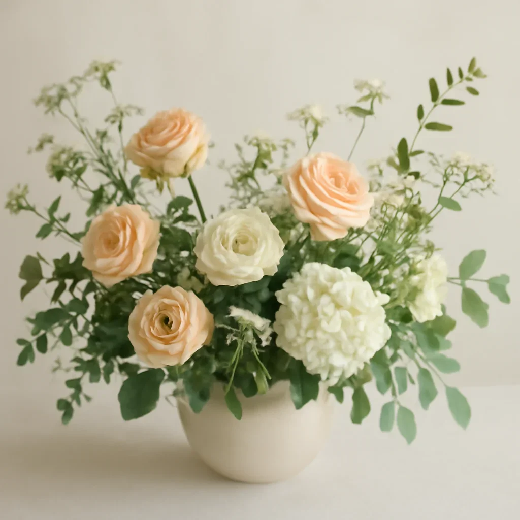 Supporting floral arrangement for shop flowers