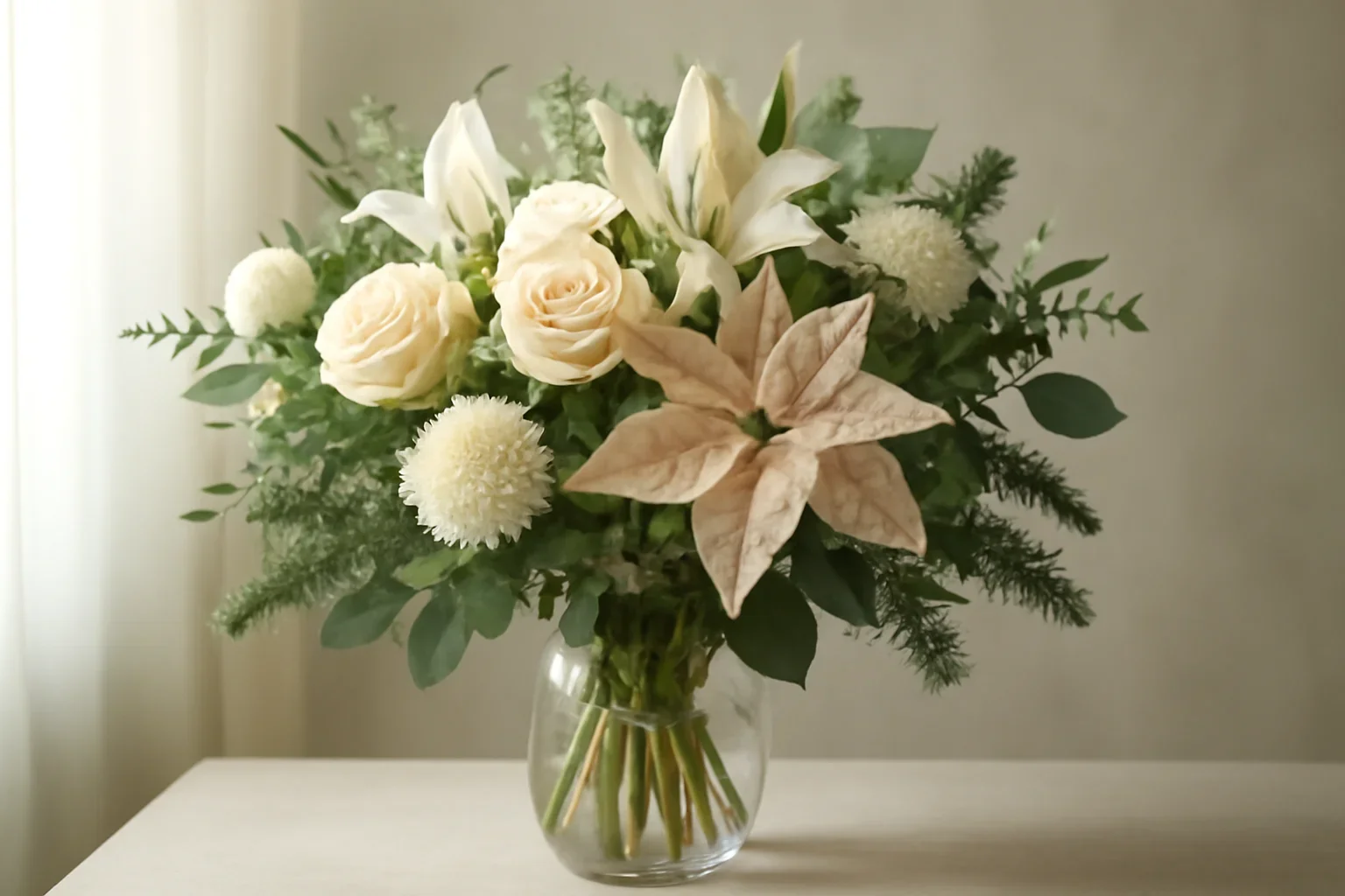 Christmas Flowers bouquet presentation for Fresh Flowers Canada